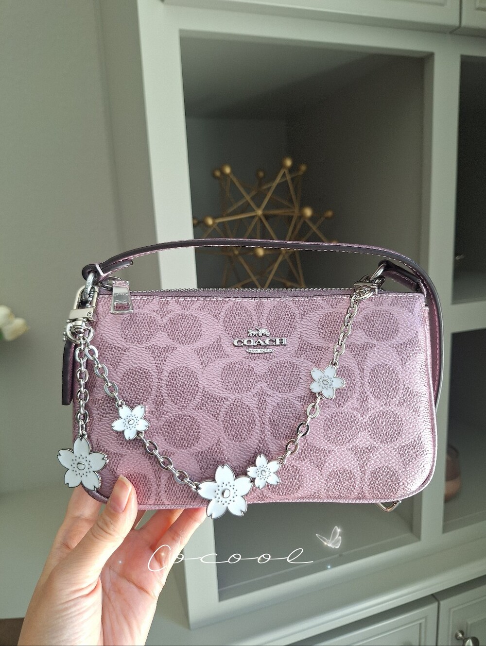 New Coach Nolita 19 In Signature Canvas With Floral Chain ROSE PINK 3 PCS